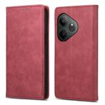 For Realme GT 6 Global Business Solid Color Magnetic RFID Leather Phone Case(Red)