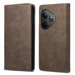For Realme GT 6 Global Business Solid Color Magnetic RFID Leather Phone Case(Brown)