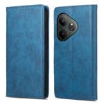 For Realme GT 6 Global Business Solid Color Magnetic RFID Leather Phone Case(Blue)