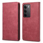 For Realme C75 / Realme 14x Business Solid Color Magnetic RFID Leather Phone Case(Red)