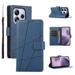 For Redmi Note 14 4G 164.84mm PU Genuine Leather Texture Embossed Line Phone Case(Blue)