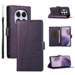 For Redmi Note 14 Pro 4G PU Genuine Leather Texture Embossed Line Phone Case(Purple)