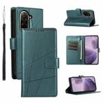 For Redmi A5 4G 171.7mm / Xiaomi Poco C71 PU Genuine Leather Texture Embossed Line Phone Case(Green)