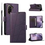 For Redmi A5 4G 171.7mm / Xiaomi Poco C71 PU Genuine Leather Texture Embossed Line Phone Case(Purple)
