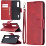 For OPPO Find X2 Pro Retro Lambskin Texture Pure Color Horizontal Flip PU Leather Case, with Holder & Card Slots & Wallet & Lanyard(Red)