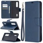 For OPPO Find X2 Pro Retro Lambskin Texture Pure Color Horizontal Flip PU Leather Case, with Holder & Card Slots & Wallet & Lanyard(Blue)