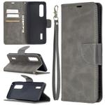 For OPPO Find X2 Pro Retro Lambskin Texture Pure Color Horizontal Flip PU Leather Case, with Holder & Card Slots & Wallet & Lanyard(Grey)