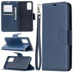 For Samsung Galaxy Note 20 Retro Lambskin Texture Pure Color Horizontal Flip PU Leather Case, with Holder & Card Slots & Wallet & Lanyard(Blue)
