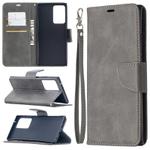 For Samsung Galaxy Note 20 Ultra Retro Lambskin Texture Pure Color Horizontal Flip PU Leather Case, with Holder & Card Slots & Wallet & Lanyard(Grey)