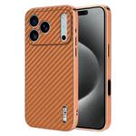 For iPhone 17 Pro Max AZNS Electroplated Edge Carbon Fiber Texture Phone Case(Brown)