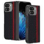 For Google Pixel 9 Pro Fold Ultra-thin Carbon Fiber Texture Printing Phone Case(Black Red)