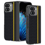 For Google Pixel 9 Pro Fold Ultra-thin Carbon Fiber Texture Printing Phone Case(Black Yellow)