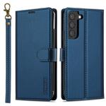 For Samsung Galaxy S22+ 5G LC.IMEEKE L2 Series Detachable Magsafe PU Phone Case with Lanyard(Blue)