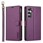 For Samsung Galaxy S23 FE 5G LC.IMEEKE L2 Series Detachable Magsafe PU Phone Case with Lanyard(Purple)