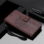 For Xiaomi Mi 10 Lite / Mi 10 Lite 5G Tree & Cat Embossed Pattern Horizontal Flip Leather Case with Holder & Card Slots & Wallet & Lanyard(Coffee)
