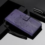 For Xiaomi Mi 10 Lite / Mi 10 Lite 5G Tree & Cat Embossed Pattern Horizontal Flip Leather Case with Holder & Card Slots & Wallet & Lanyard(Purple)