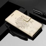 For Xiaomi Mi 10 Lite / Mi 10 Lite 5G Tree & Cat Embossed Pattern Horizontal Flip Leather Case with Holder & Card Slots & Wallet & Lanyard(Gold)