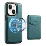 For iPhone 15 Plus / 14 Plus Denior D19 Skin Feel MagSafe Detachable Card Slot Phone Case(Blue)