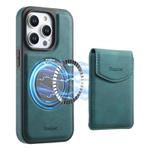 For iPhone 16 Pro Denior D20 Skin Feel MagSafe Holder Detachable Card Slot Phone Case(Blue)