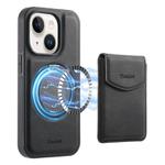 For iPhone 15 Plus / 14 Plus Denior D20 Skin Feel MagSafe Holder Detachable Card Slot Phone Case(Black)