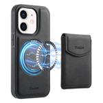 For iPhone 12 / 12 Pro Denior D20 Skin Feel MagSafe Holder Detachable Card Slot Phone Case(Black)