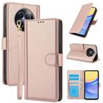 For Realme 12 5G / 12x 5G / C65 5G Skin Feel Pure Color Card Slots Leather Phone Case with Dual Lanyard(Rose Gold)