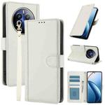 For Realme 12 Pro / 12 Pro+ Skin Feel Pure Color Card Slots Leather Phone Case with Dual Lanyard(White)