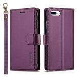 For iPhone 7 Plus / 8 Plus LC.IMEEKE L2 Series Detachable Magsafe PU Phone Case with Lanyard(Purple)