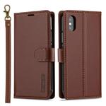 For iPhone X / XS LC.IMEEKE L2 Series Detachable Magsafe PU Phone Case with Lanyard(Brown)