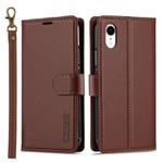 For iPhone XR LC.IMEEKE L2 Series Detachable Magsafe PU Phone Case with Lanyard(Brown)