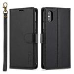 For iPhone XS Max LC.IMEEKE L2 Series Detachable Magsafe PU Phone Case with Lanyard(Black)