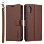 For iPhone XS Max LC.IMEEKE L2 Series Detachable Magsafe PU Phone Case with Lanyard(Brown)