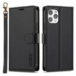 For iPhone 12 / 12 Pro LC.IMEEKE L2 Series Detachable Magsafe PU Phone Case with Lanyard(Black)