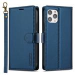 For iPhone 12 / 12 Pro LC.IMEEKE L2 Series Detachable Magsafe PU Phone Case with Lanyard(Blue)