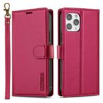 For iPhone 12 / 12 Pro LC.IMEEKE L2 Series Detachable Magsafe PU Phone Case with Lanyard(Red)