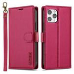 For iPhone 12 Pro Max LC.IMEEKE L2 Series Detachable Magsafe PU Phone Case with Lanyard(Red)