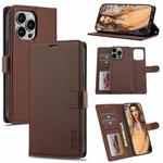 For iPhone 13 Pro LC.IMEEKE L2 Series Detachable Magsafe PU Phone Case with Lanyard(Brown)