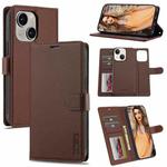 For iPhone 13 LC.IMEEKE L2 Series Detachable Magsafe PU Phone Case with Lanyard(Brown)