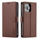 For iPhone 16 Pro Max LC.IMEEKE L2 Series Detachable Magsafe PU Phone Case with Lanyard(Brown)