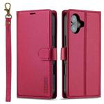 For iPhone 16 Plus LC.IMEEKE L2 Series Detachable Magsafe PU Phone Case with Lanyard(Red)