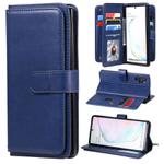 For Samsung Galaxy Note10+ Multifunctional Magnetic Copper Buckle Horizontal Flip Solid Color Leather Case with 10 Card Slots & Wallet & Holder & Photo Frame(Dark Blue)