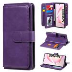 For Samsung Galaxy Note10 Multifunctional Magnetic Copper Buckle Horizontal Flip Solid Color Leather Case with 10 Card Slots & Wallet & Holder & Photo Frame(Purple)