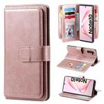 For Samsung Galaxy Note10 Multifunctional Magnetic Copper Buckle Horizontal Flip Solid Color Leather Case with 10 Card Slots & Wallet & Holder & Photo Frame(Rose Gold)