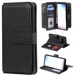 For Samsung Galaxy S10 Multifunctional Magnetic Copper Buckle Horizontal Flip Solid Color Leather Case with 10 Card Slots & Wallet & Holder & Photo Frame(Black)