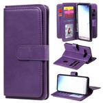 For Samsung Galaxy S10 Multifunctional Magnetic Copper Buckle Horizontal Flip Solid Color Leather Case with 10 Card Slots & Wallet & Holder & Photo Frame(Purple)