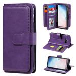 For Samsung Galaxy S10e Multifunctional Magnetic Copper Buckle Horizontal Flip Solid Color Leather Case with 10 Card Slots & Wallet & Holder & Photo Frame(Purple)