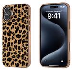 For iPhone 16 Nano Plating Leopard Print Phone Case(Gold)