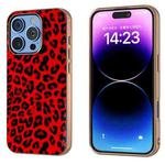 For iPhone 16 Pro Nano Plating Leopard Print Phone Case(Red)