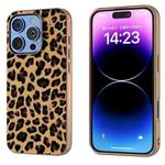 For iPhone 16 Pro Nano Plating Leopard Print Phone Case(Gold)