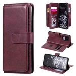 For Samsung Galaxy S20 Ultra 5G Multifunctional Magnetic Copper Buckle Horizontal Flip Solid Color Leather Case with 10 Card Slots & Wallet & Holder & Photo Frame(Wine Red)